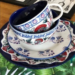 Anthropology set of 4, 2plates one bowl , one mug
